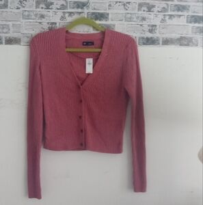 Women's Pink V-Neck  Cardigan Sweater NWT